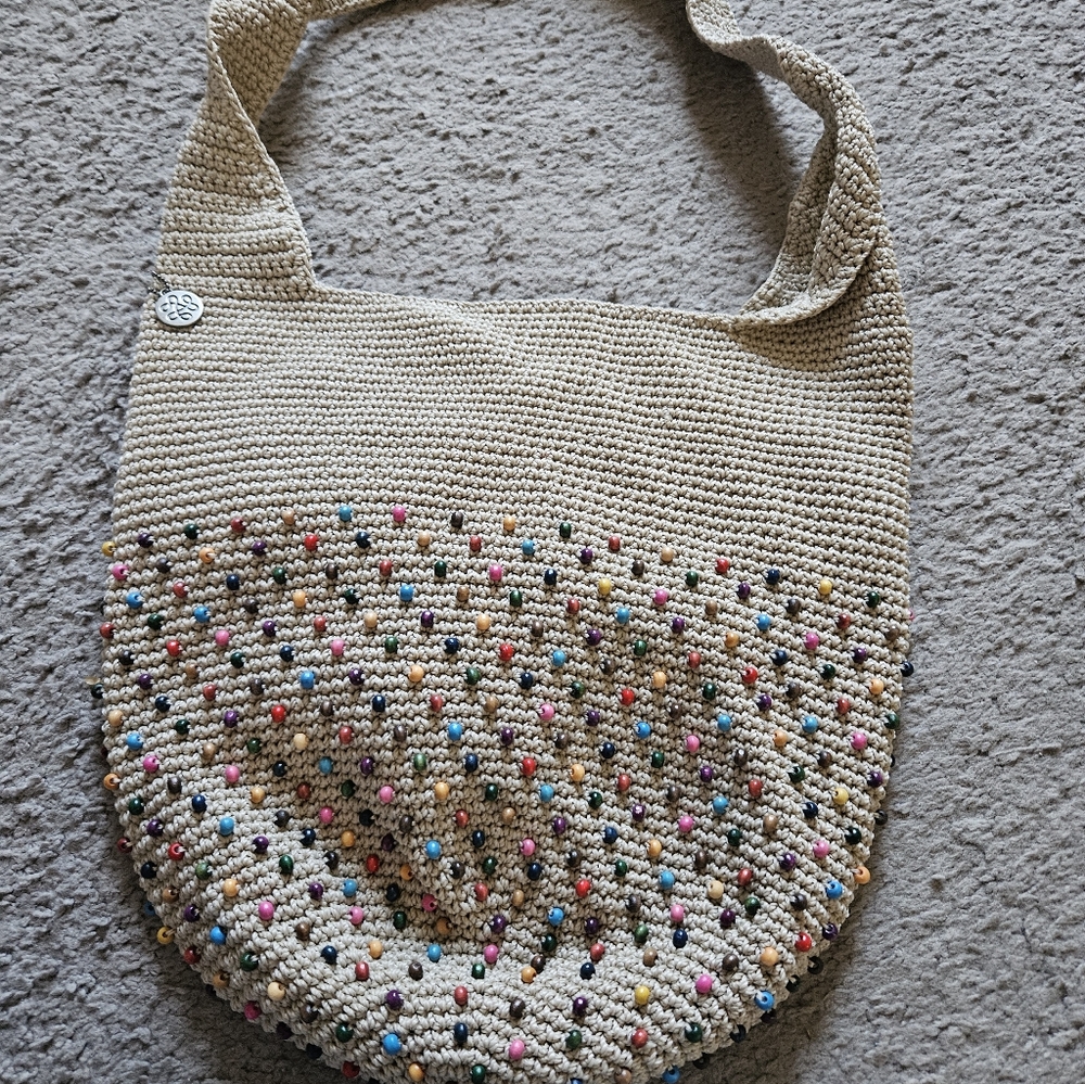 The SAK Beaded Crochet Shoulder Bag - Natural/multicolored Beads